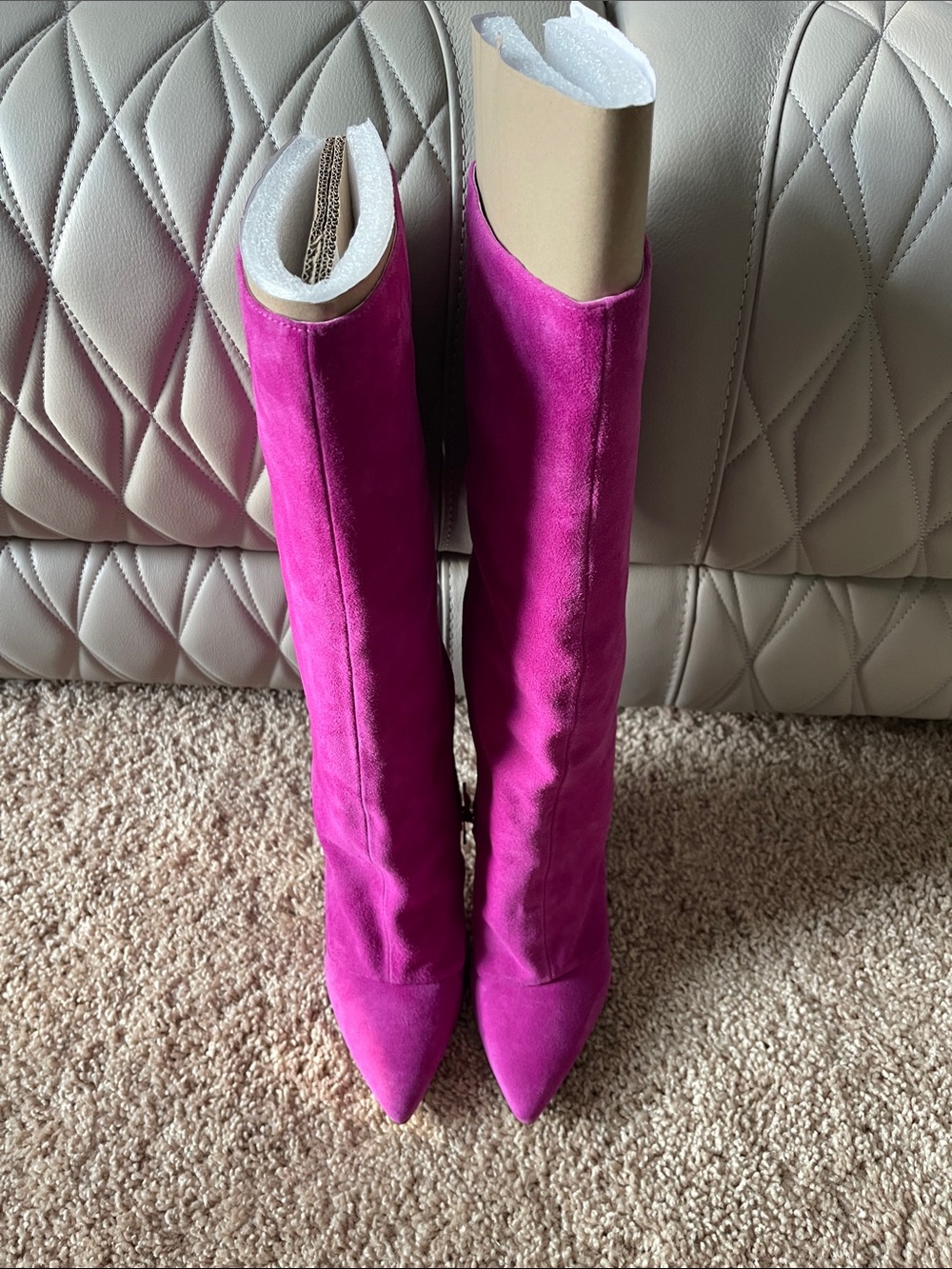 Jessica Simpson Fuchsia Suede Knee-High Stiletto Boots - Picture 7 of 14